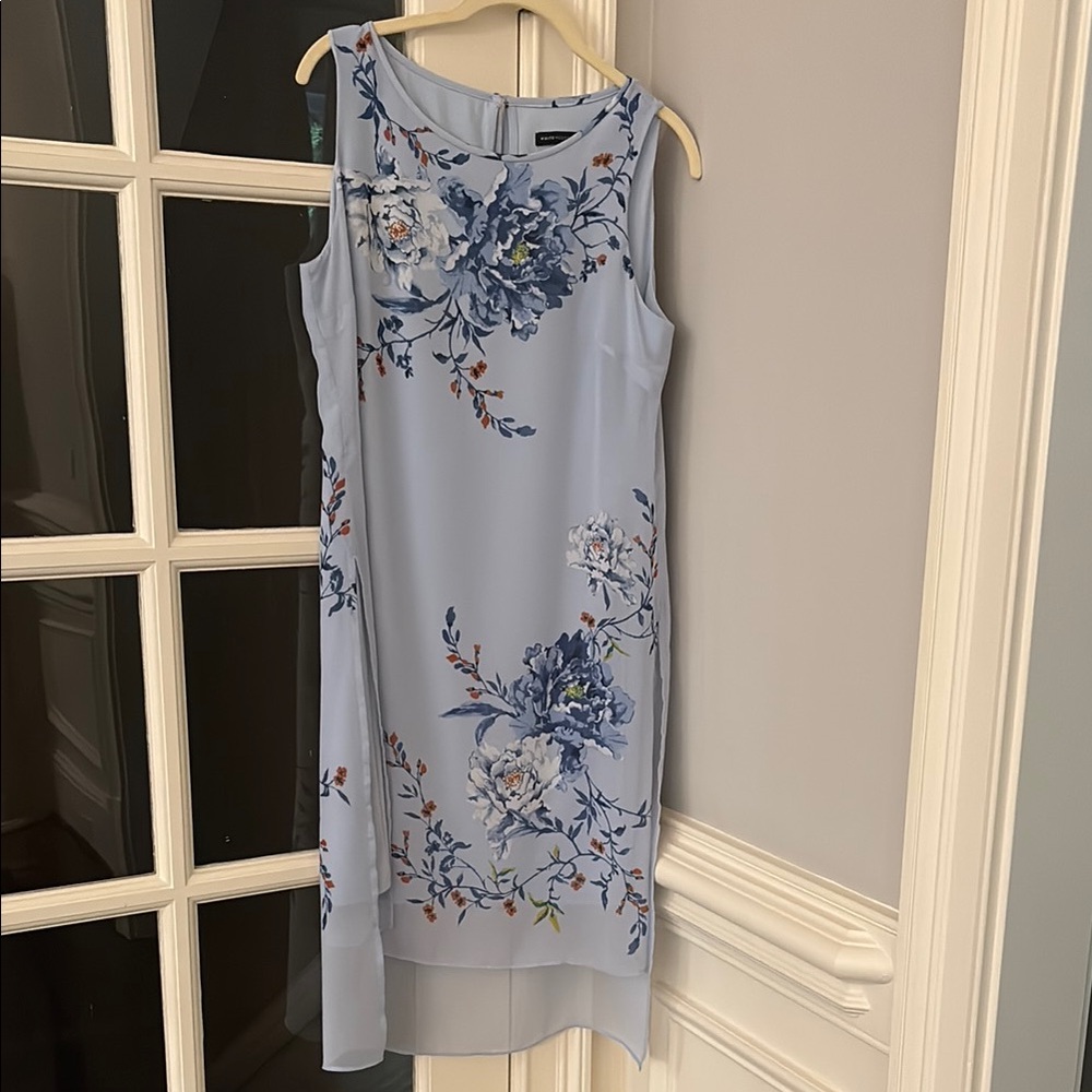 White House Black Market Blue Asymmetrical Sheath Dress